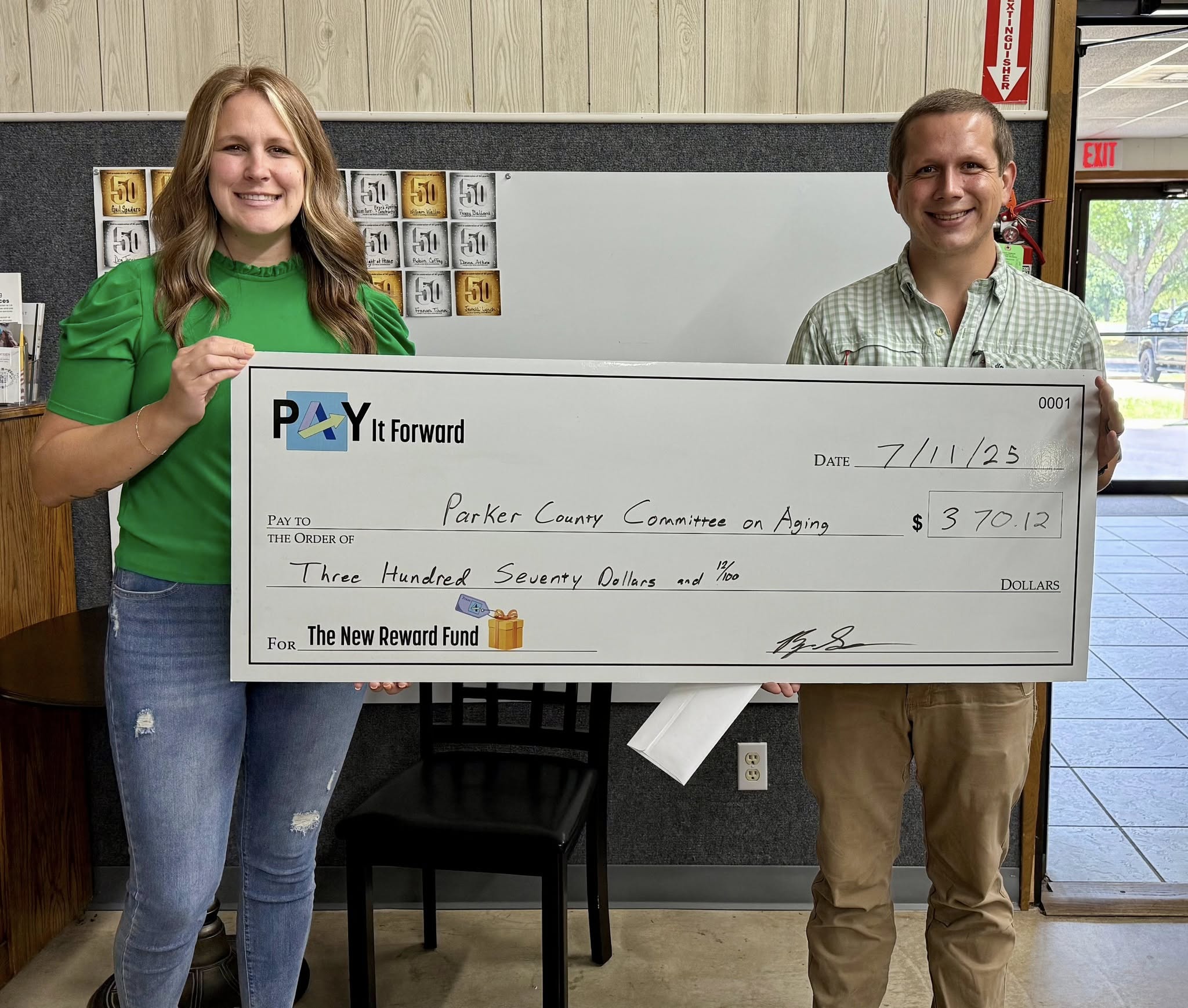 Pay It Forward donation presented to a local non-profit
